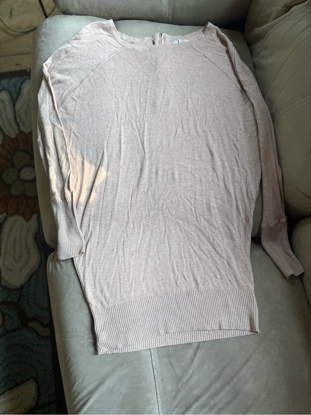 Shrinking Violet Soft Beige Lightweight Crew Neck Sweater